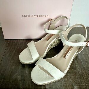 Sophia Webster Lucita Leather Espadrilles White Sz 38.5